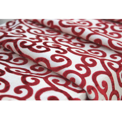 Cayenne Red Scrolls Printed Velvet Fabric By the Yard