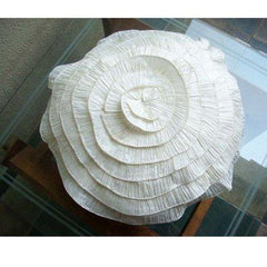 Vintage Ruffles - Crushed Art Silk Ivory Decorative Round Pillow Cover