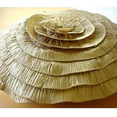 Vintage Golds - Crushed Art Silk Gold Decorative Round Pillow Cover