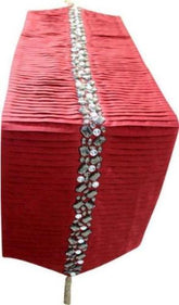 Silk Dupioni Deep Red Clear Smoke Decorative Table Runners Deep Red Pleated