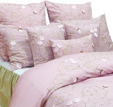 Floral Fantasy - Pink, Green Cotton Duvet Cover Set