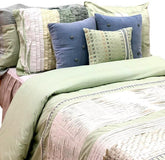 Ribbon Elegance - Green, Multicolor Satin Duvet Cover Set