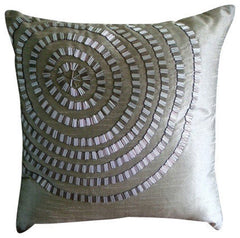 Staying Centered - White Art Silk Throw Pillow Cover