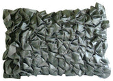 Satin Grey Rectangular Decorative Pillows Cover Vintage Gray Ruffles