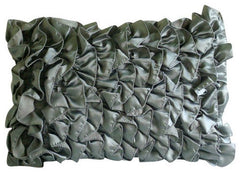 Satin Grey Rectangular Decorative Pillows Cover Vintage Gray Ruffles