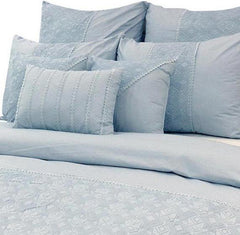 Grey Adornment - Grey, Light Blue Cotton Duvet Cover Set