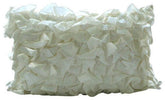 Satin Ivory Rectangular Decorative Pillows Cover Vintage Glam Ruffles
