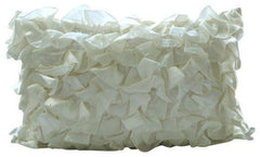 Satin Ivory Rectangular Decorative Pillows Cover Vintage Glam Ruffles