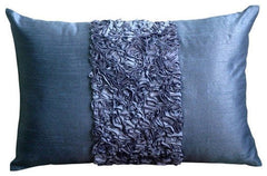 Sky Blue Love - Sky Blue Silk Decorative Lumbar Pillow Cover