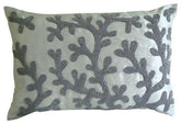 Art Silk White Rectangular Decorative Pillows Cover Silver Corals