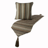 Velvet Beige Chevron Modern Bed Runner with Pillow Cover-Chevron Fun