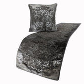 Velvet Grey Damask Modern Bed Runner with Pillow Cover-Foil Damask