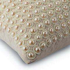 Sea Of Pearls - Linen Beige Decorative Lumbar Pillow Cover