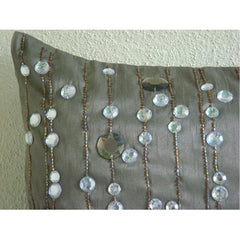 Diamond Dreams - Art Silk Grey Decorative Lumbar Pillow Cover