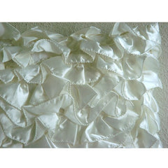 Vintage Glam Ruffles - Satin Ivory Decorative Lumbar Pillow Cover
