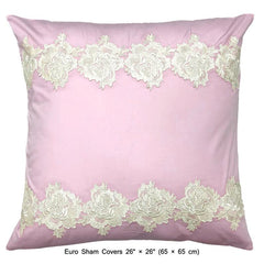 Lace Pink Elegance - Light Pink, White Cotton Duvet Cover Set