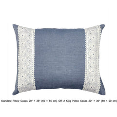 Hakoba Elegance - Blue, White Cotton Duvet Cover Set