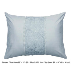 Grey Adornment - Grey, Light Blue Cotton Duvet Cover Set
