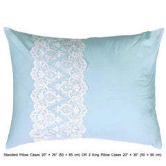 Lace Breeze - Sky Blue, White Cotton Duvet Cover Set