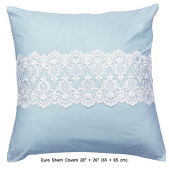Lace Breeze - Sky Blue, White Cotton Duvet Cover Set