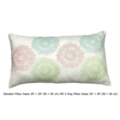 Multi Dahlia Floral - Ivory, Red, Green, Blue Cotton Duvet Cover Set