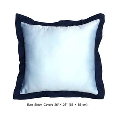 Navy Abstract Embroidery - Blue, Light Blue Cotton Duvet Cover Set