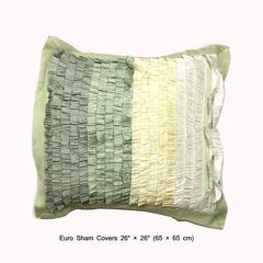 Ribbon Elegance - Green, Multicolor Satin Duvet Cover Set