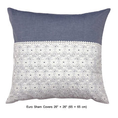 Hakoba Elegance - Blue, White Cotton Duvet Cover Set