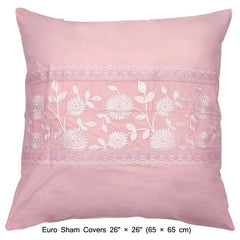 Pink And Lace - Pink, White Cotton Duvet Cover Set