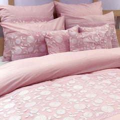 Pink And Lace - Pink, White Cotton Duvet Cover Set