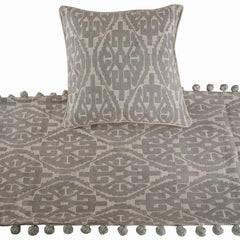 Grey Aztec - Cotton Grey Decorative Bed Runner and Pillow Cover
