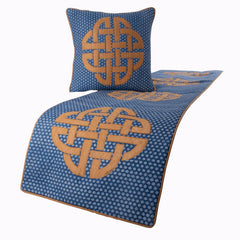 Cotton Blue Decorative Bed Runner and Pillow Cover - Denim Love