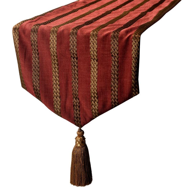 Rust & Red Linen Decorative Table Runners Sumac Stripe