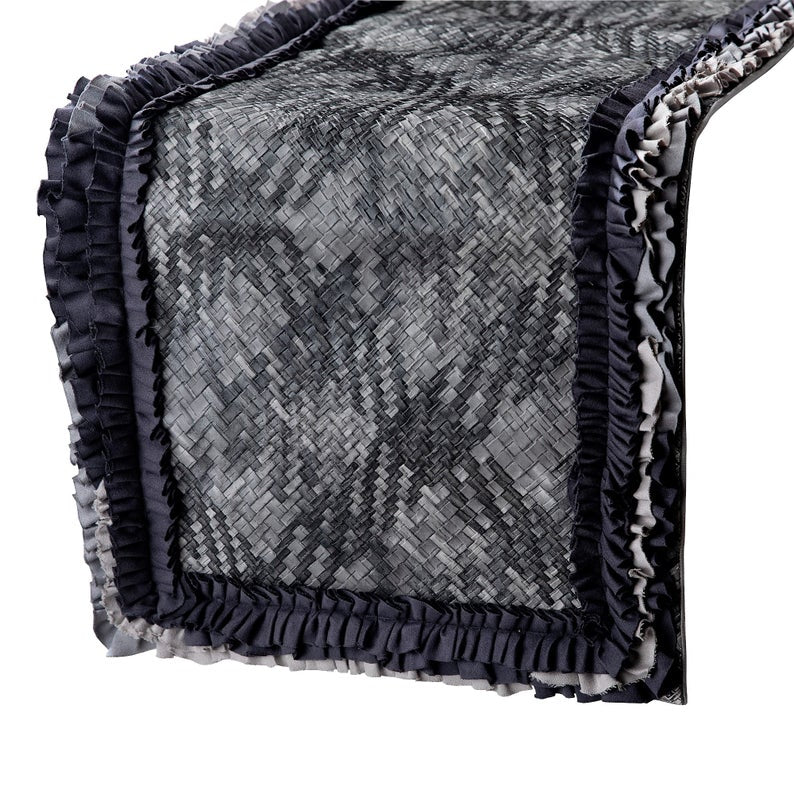 Grey Leather Decorative Table Runners Grey Slither