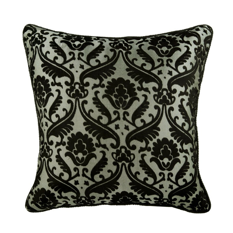 Victorian Black Damask Throw Pillow Cover