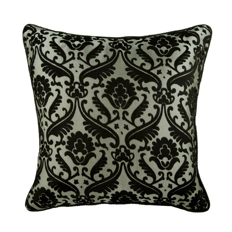 Victorian Black Damask Throw Pillow Cover