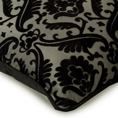Victorian Black Burnout Velvet Throw Pillow Cover