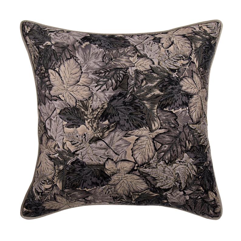 Maple Glory Gray Silver Throw Pillow Cover