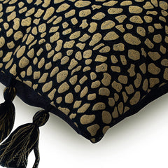 Leopard Gold - Blue Cotton Lumbar Pillow Cover