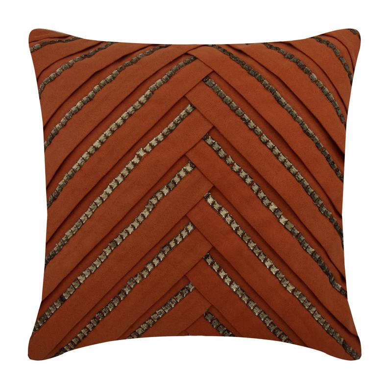 Orange Suede Throw Pillow Cover Crystal Rust