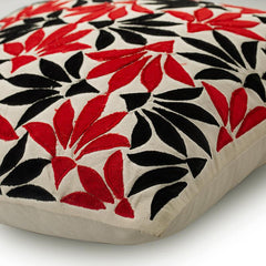 Amaryllis Red & Black Floral Throw Pillow Cover