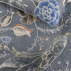 Peacock Willow - Linen Blue Decorative Bed Runner and Pillow Cover