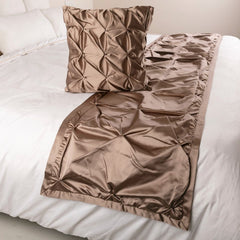 Satin Ballet Swirl - Satin Beige Decorative Bed Runner and Pillow Cover