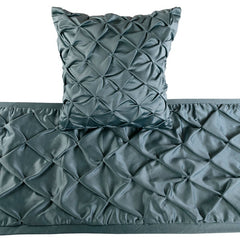 Satin Nights - Blue Satin Decorative Bed Runner and Pillow Cover