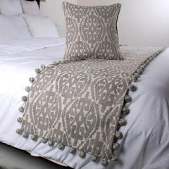 Grey Aztec - Cotton Grey Decorative Bed Runner and Pillow Cover