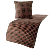 Velvet Peach & Grey Decorative Bed Runner and Pillow Cover - Ditto Dots