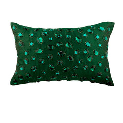 Green Silk Decorative Lumbar Pillow Cover, Emerald Beauty
