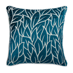 Teal Blue Spruce Velvet Leaf Throw Pillow Cover