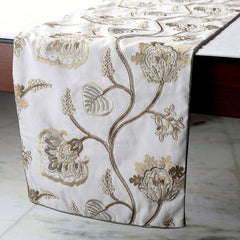 Creamy Blooms - Ivory Cotton Decorative Table Runners