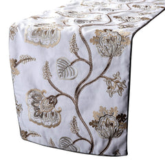 Ivory Cotton Decorative Table Runners Creamy Blooms